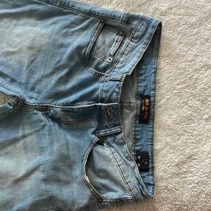 Fitted soft light blue jeans slim